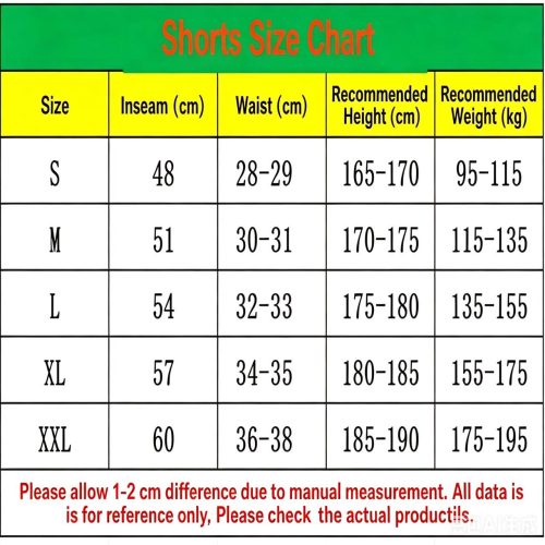 short size chart
